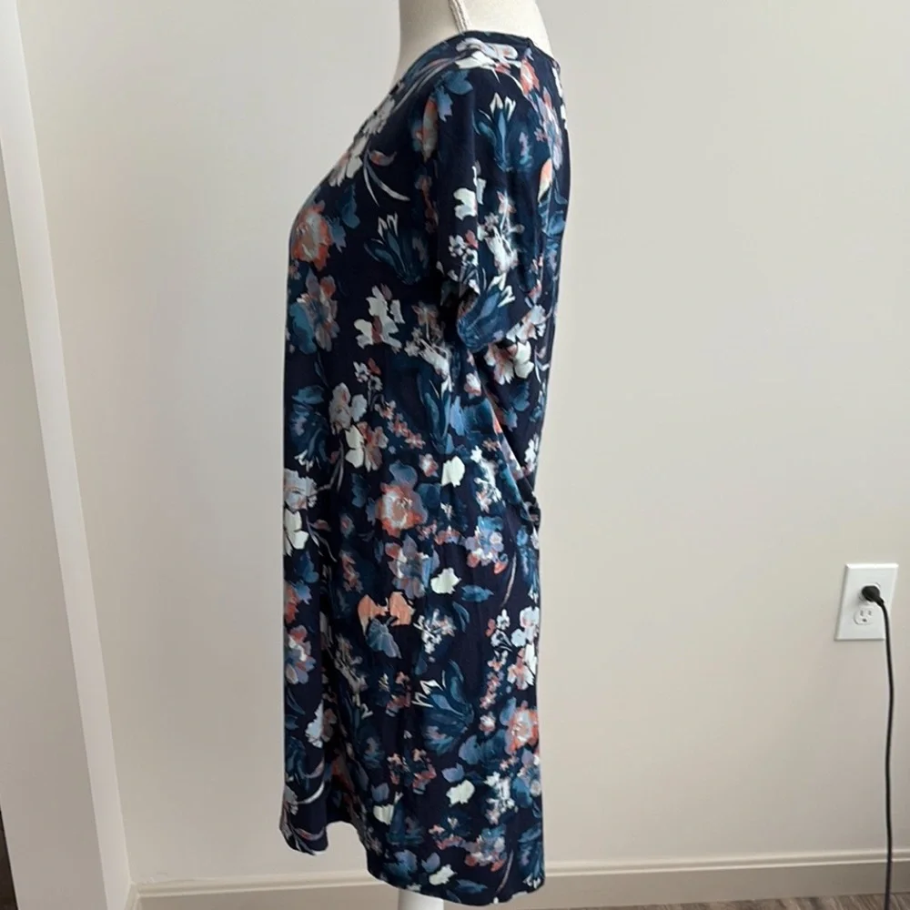 Soma Nightgown Floral Navy Short Sleeve Stretchy Size S Knee Length - Picture 5 of 5
